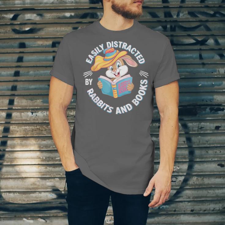 Easily Distracted By Rabbits And Books Reading Unisex Jersey T-Shirt