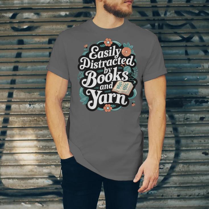 Easily Distracted By Yarn And Books Unisex Jersey T-Shirt Easily Distracted By Yarn And Books Unisex Jersey T-Shirt