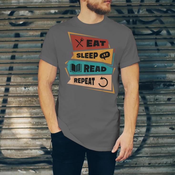 Eat Sleep Read Repeat Reading Books Reader Bookworm Unisex Jersey T-Shirt