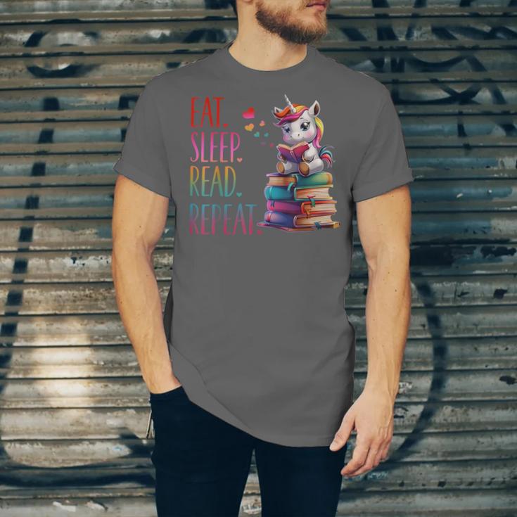 Eat Sleep Read Repeat Unicorn Read Book Reading Lovers Kids Unisex Jersey T-Shirt