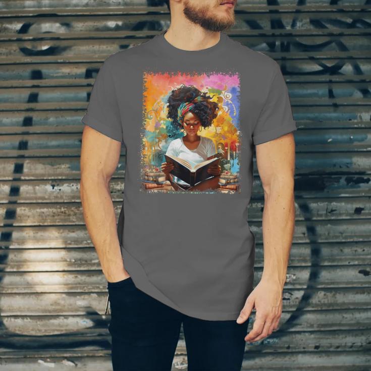 Educated Afro Girl Reading Book Lover History Month Unisex Jersey T-Shirt