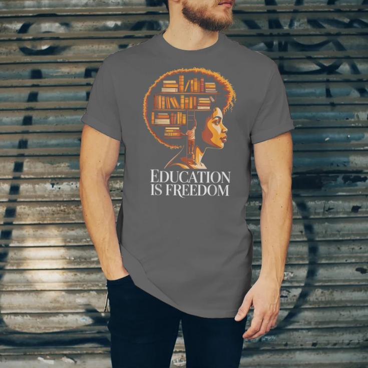 Education Is Freedom Afro Woman Book Illustration Unisex Jersey T-Shirt
