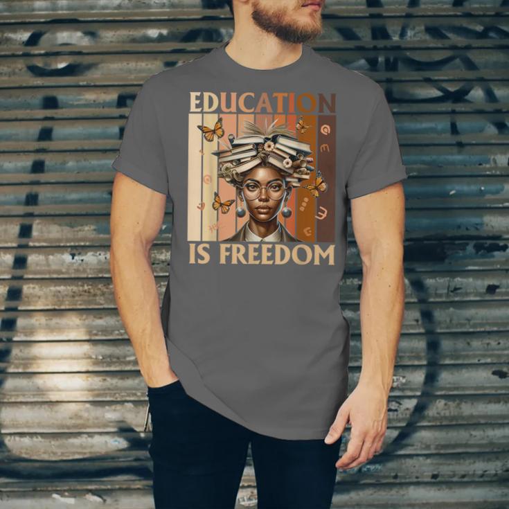 Education Is Freedom Teacher Books Black History Women Unisex Jersey T-Shirt