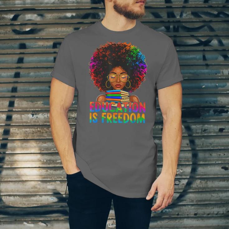 Education Is Freedom Teacher Books History Month Unisex Jersey T-Shirt