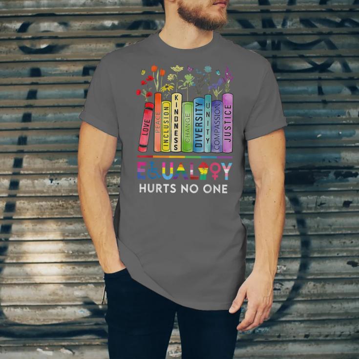 Equality Hurts No One Book Flower Rainbow Pride Month LGBTQ Unisex Jersey T-Shirt Equality Hurts No One Book Flower Rainbow Pride Month LGBTQ Unisex Jersey T-Shirt
