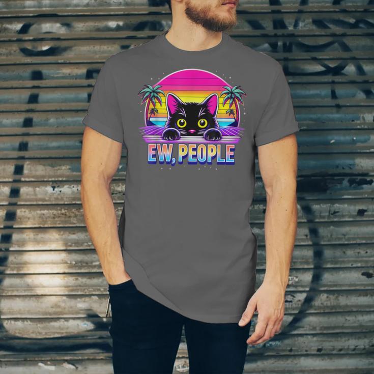 Ew Cat Misanthrope Introvert Synthwave 80s Unisex Jersey T-Shirt Ew Cat Misanthrope Introvert Synthwave 80s Unisex Jersey T-Shirt