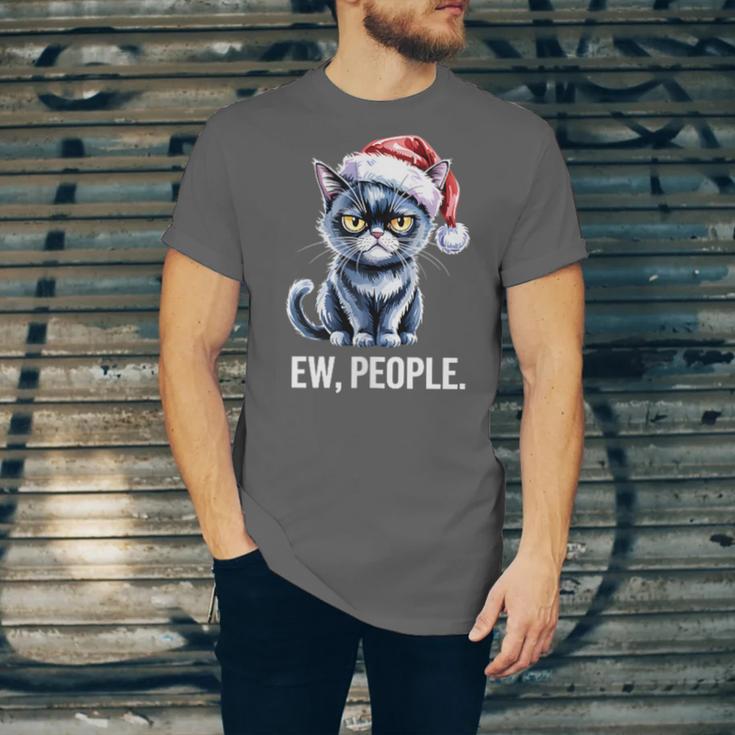 Ew People Cat Christmas Introvert Holiday Humor Unisex Jersey T-Shirt Ew People Cat Christmas Introvert Holiday Humor Unisex Jersey T-Shirt