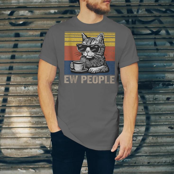 Ew People Introvert Cat Lover Crazy Vintage Cat Lady Unisex Jersey T-Shirt