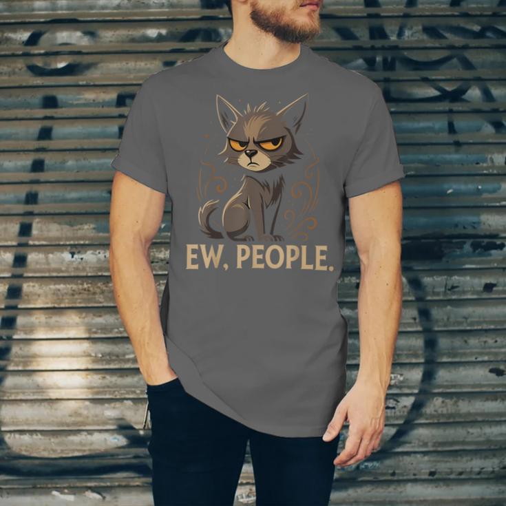 Ew People Moody Cat Sarcastic Introvert Artwork Unisex Jersey T-Shirt