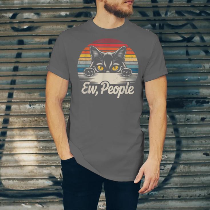 Ew People Retro Cat Vintage Anti Social Introvert Unisex Jersey T-Shirt