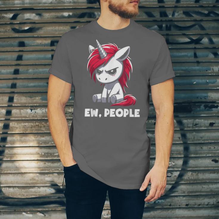 Ew People Unicorn Sarcastic Humor Introvert Unisex Jersey T-Shirt