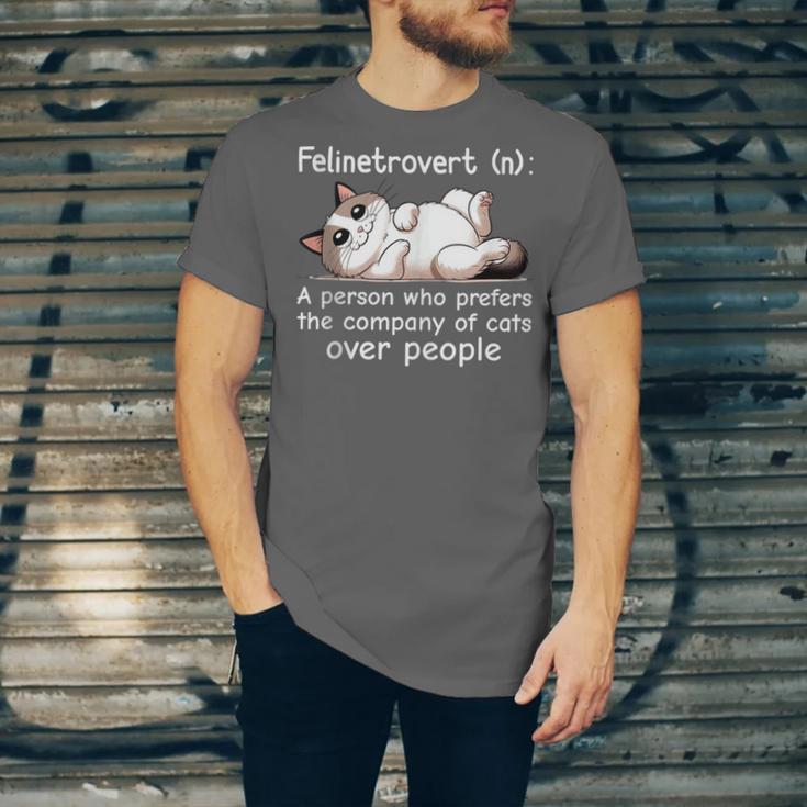 Felinetrovert Definition Cat Lover Introvert Humor Cats Unisex Jersey T-Shirt