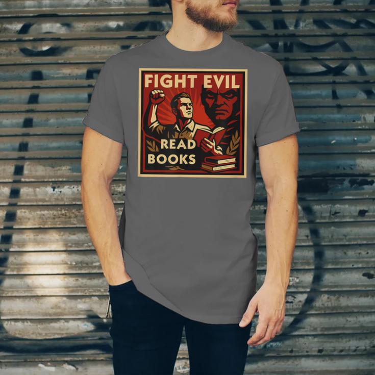 Fight Evil Read Books Propaganda Poster Unisex Jersey T-Shirt