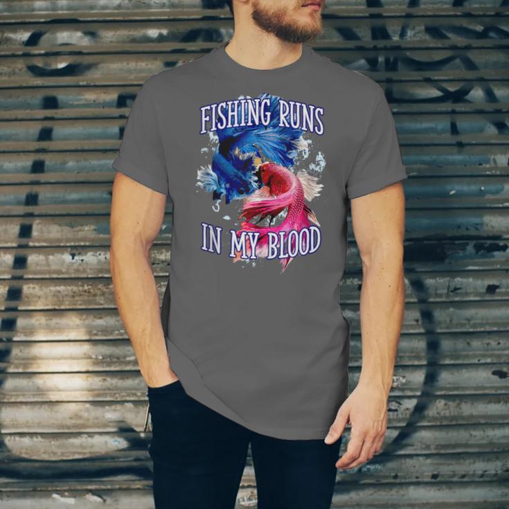 Fishing Runs In My Blood Introvert Hobby Antisocial Unisex Jersey T-Shirt Fishing Runs In My Blood Introvert Hobby Antisocial Unisex Jersey T-Shirt