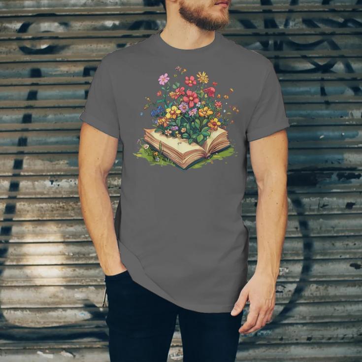 Floral Book Bloom Wildflowers Literature Nature Fantasy Unisex Jersey T-Shirt