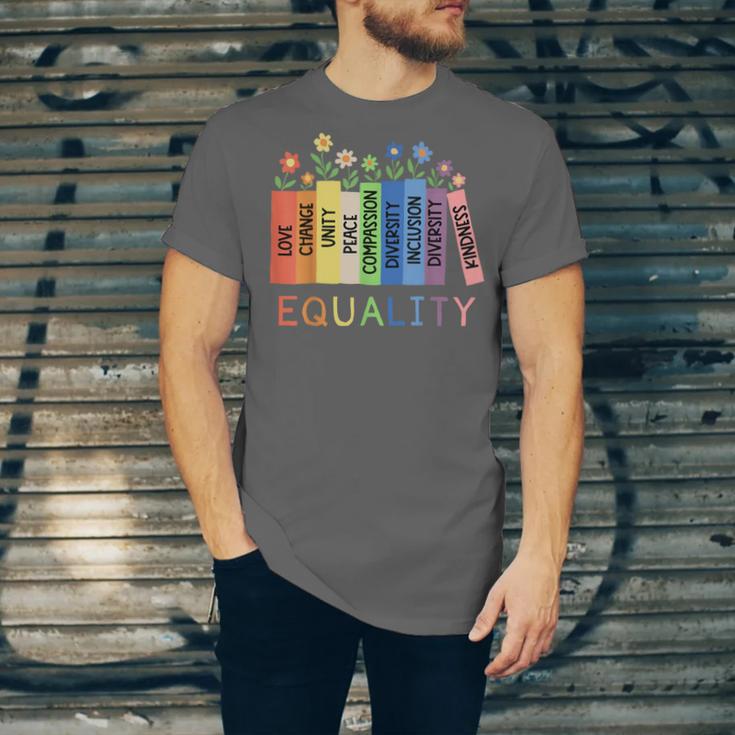 Floral Book Equality Human Rights Social Justice Peace Love Unisex Jersey T-Shirt