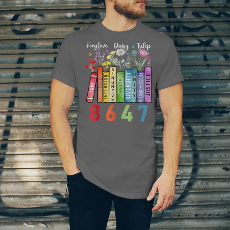 Floral Foxglove Daisy Tulip 8647 Books Lover Blooming Flower Unisex Jersey T-Shirt