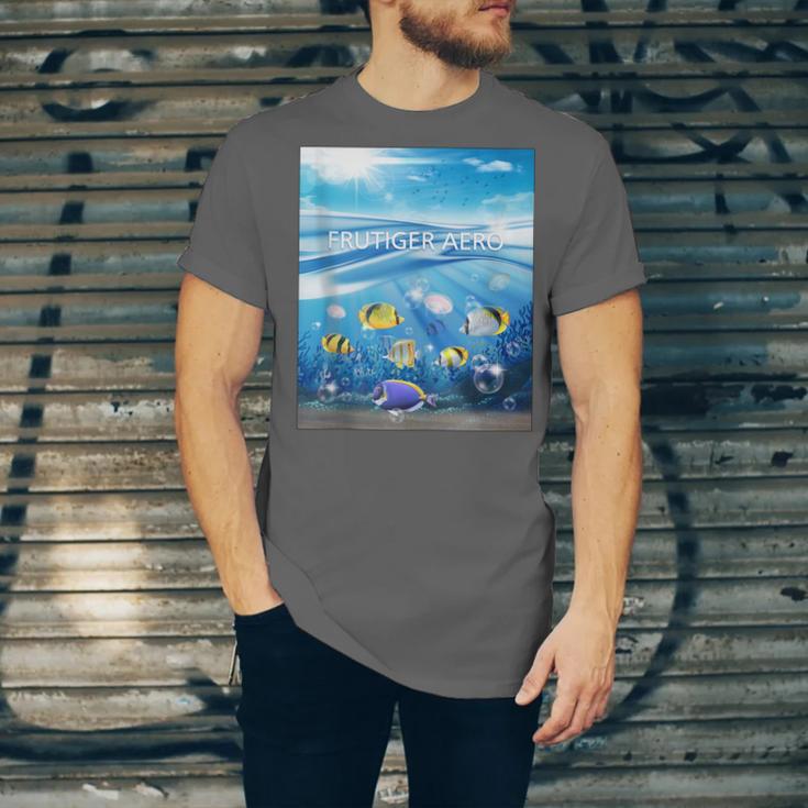 Frutiger Aero Aesthetic Tech Ocean Underwater Fishes Unisex Jersey T-Shirt