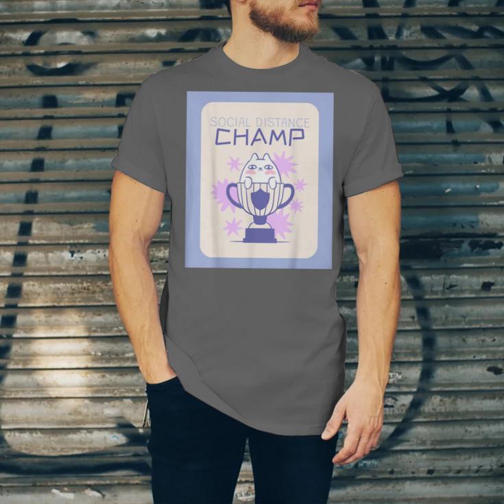 Fun Cute Introvert Cat Character Trophy For Men Women Unisex Jersey T-Shirt