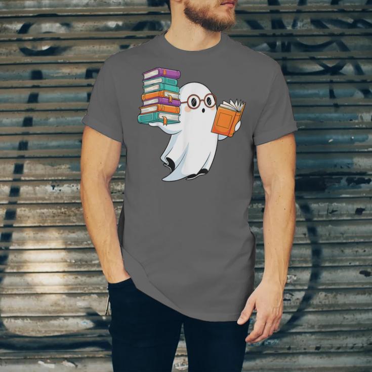 Ghost Reading Books Halloween Library Unisex Jersey T-Shirt