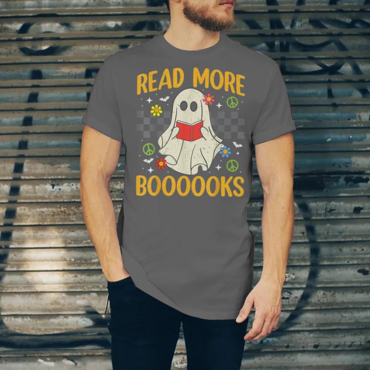 Ghost Reading Books Teacher Student Halloween Read More Book Unisex Jersey T-Shirt