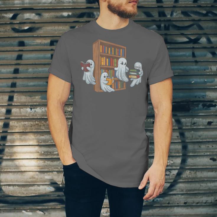 Ghosts Reading Books Teacher Halloween Librarian Book Lover Unisex Jersey T-Shirt Ghosts Reading Books Teacher Halloween Librarian Book Lover Unisex Jersey T-Shirt