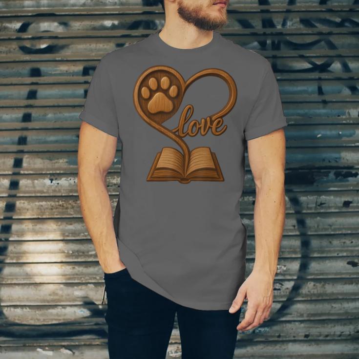 Girl Who Loves Dogs & Books Heart Dog Lover Reader Reeding Unisex Jersey T-Shirt
