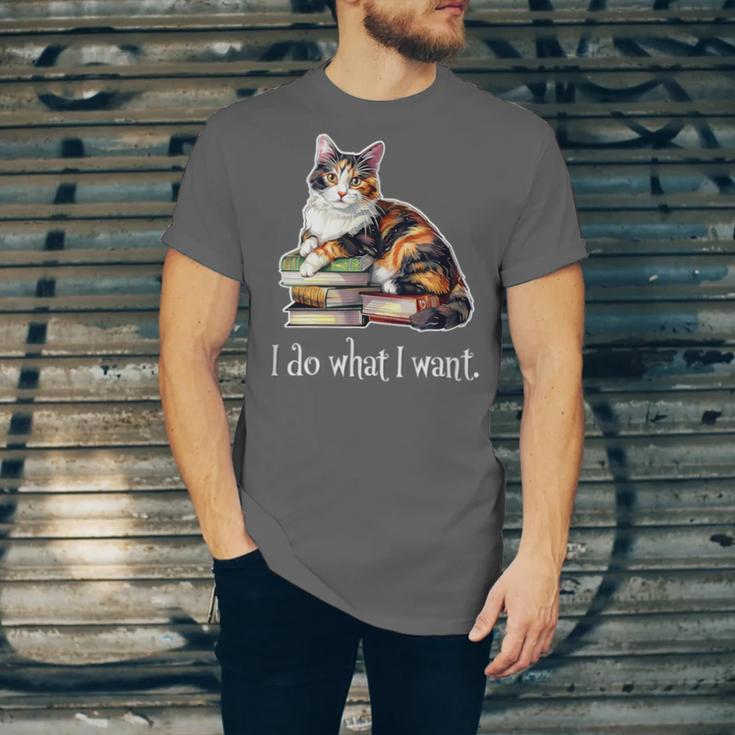 Girls Books I Do What I Want Calico Cat Lover Unisex Jersey T-Shirt