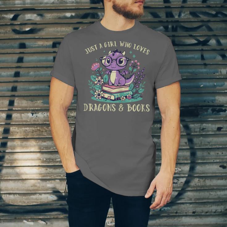 Girls Loves Dragon Books Fantasy Girls Kids Toddler Women Unisex Jersey T-Shirt