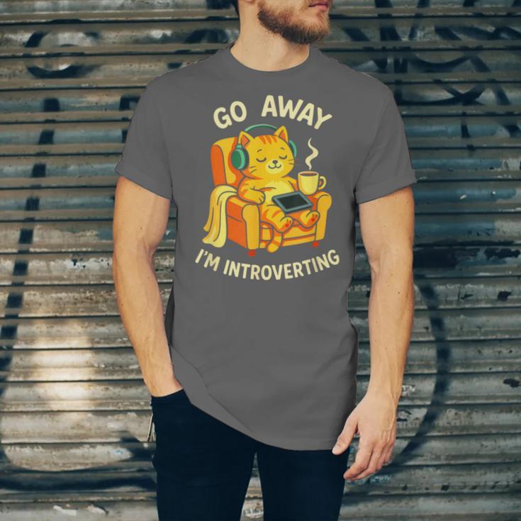 Go Away I'm Introverting Cat Coffee Headphones Unisex Jersey T-Shirt Go Away I'm Introverting Cat Coffee Headphones Unisex Jersey T-Shirt