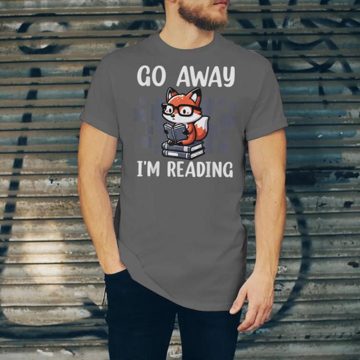 Go Away I'm Reading Book Reader Cute Fox Librarians Unisex Jersey T-Shirt