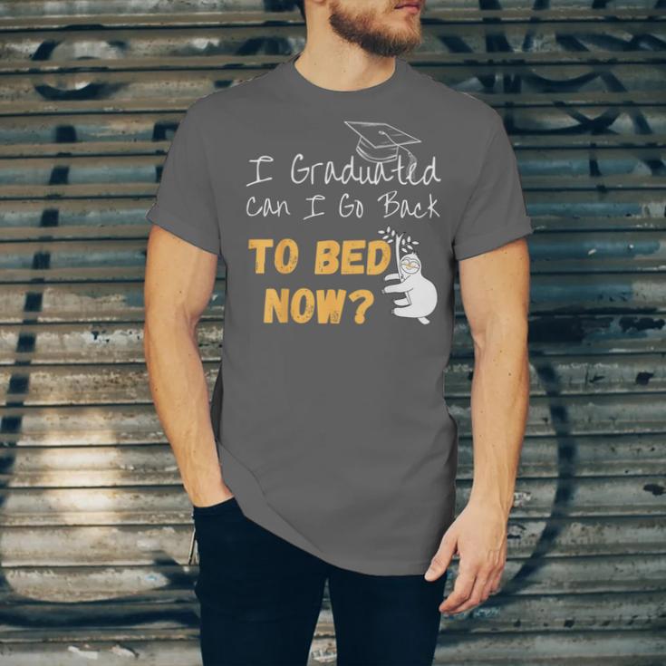 I Graduated Can I Go Back To Bed Now Graduation Sloth Unisex Jersey T-Shirt