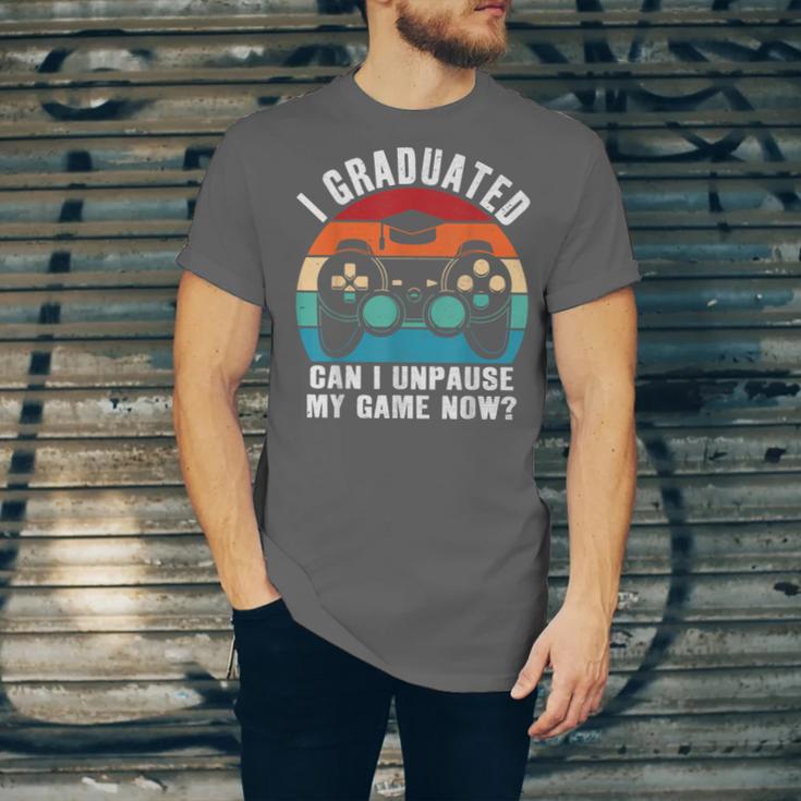 I Graduated Can I Unpause My Game Now Retro Graduation Unisex Jersey T-Shirt