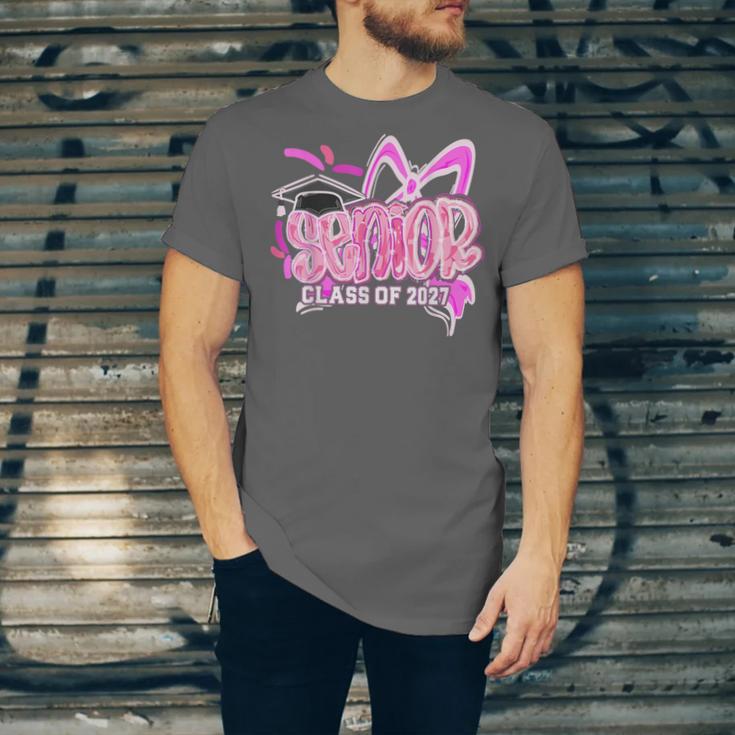 Graduation 2027 Senior 2027 Class Of 2027 Coquette Pink Girl Unisex Jersey T-Shirt