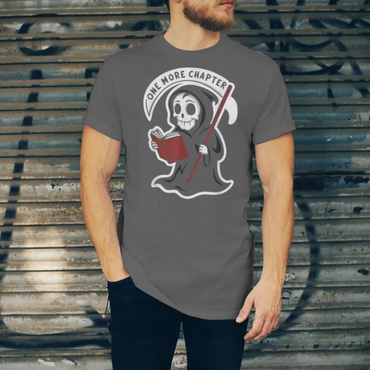 Grim Reaper Bookworm Cute Book Reading Halloween Unisex Jersey T-Shirt