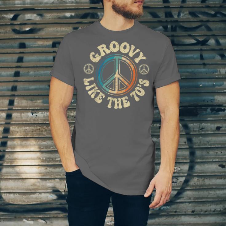 Groovy Like The 70s Peace Aesthetic Nostalgia 1970's Retro Unisex Jersey T-Shirt