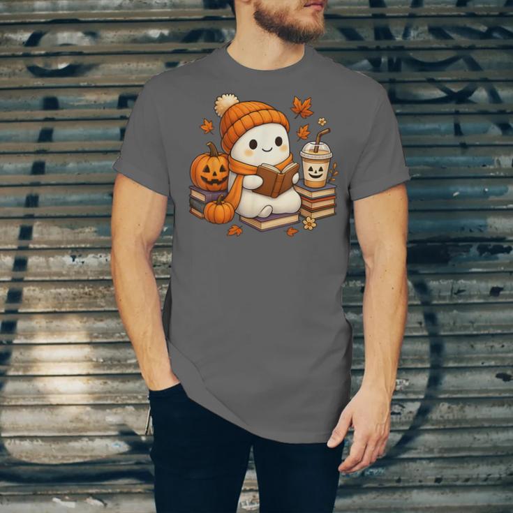 Halloween Ghost Reading Book Lovers Coffee Girl Women Unisex Jersey T-Shirt Halloween Ghost Reading Book Lovers Coffee Girl Women Unisex Jersey T-Shirt