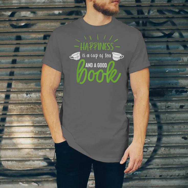 Happiness Is a Cup Of Tea And a Good Book Unisex Jersey T-Shirt