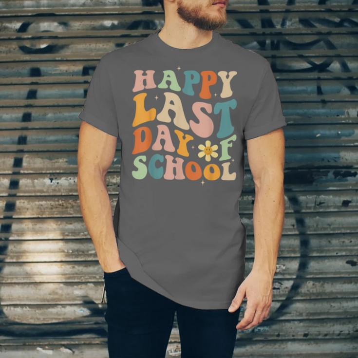 Happy Last Day Of School Groovy Teacher Student Graduation Unisex Jersey T-Shirt