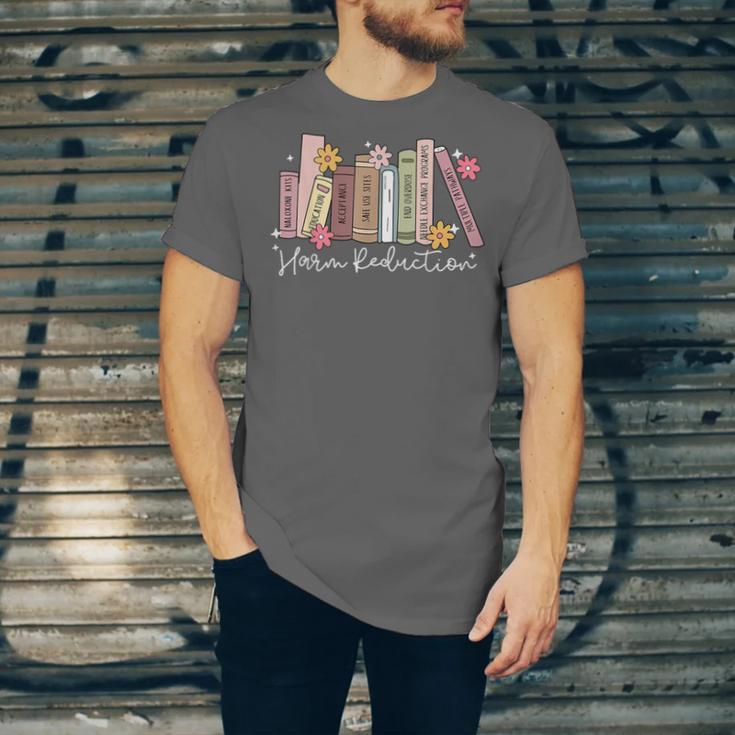 Harm Reduction Floral Book Overdose Awareness Nurse Unisex Jersey T-Shirt
