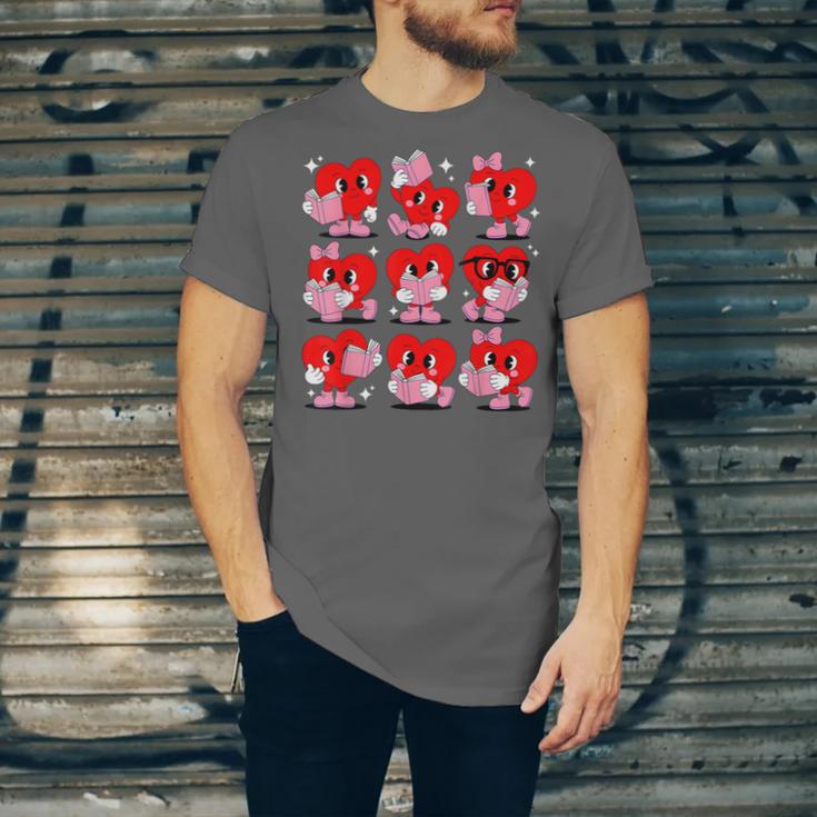 Heart Reading Books Valentine Teacher Boys Girls Book Lover Unisex Jersey T-Shirt