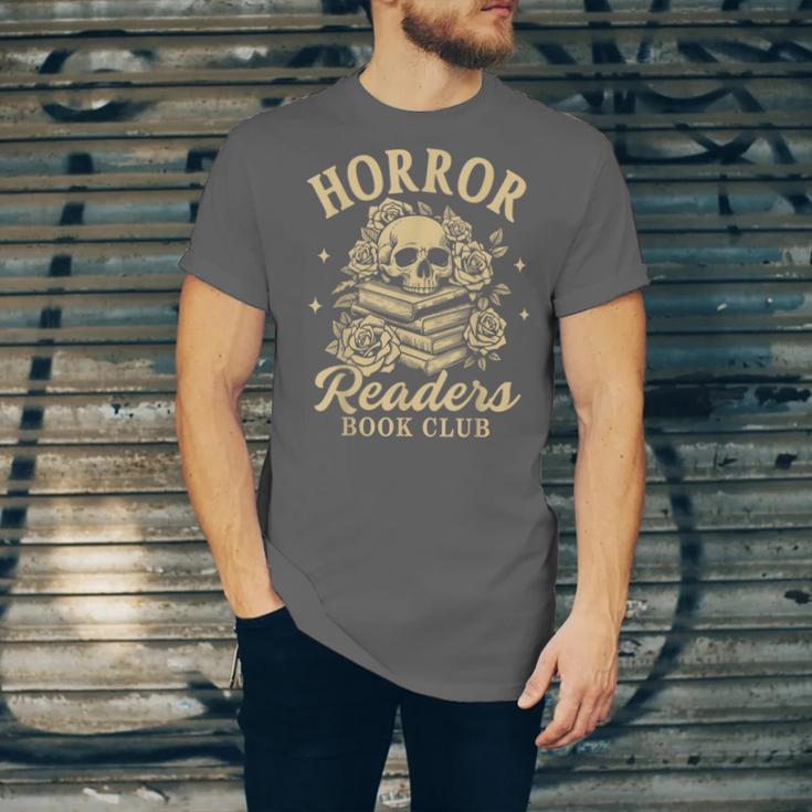Horror Reading Spooky Vibes Bookish Horror Readers Book Club Unisex Jersey T-Shirt