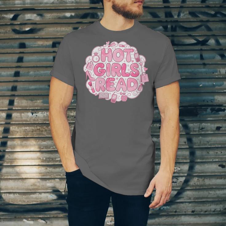 Hot Girls Read Pink Aesthetic Book Lover Reading Unisex Jersey T-Shirt