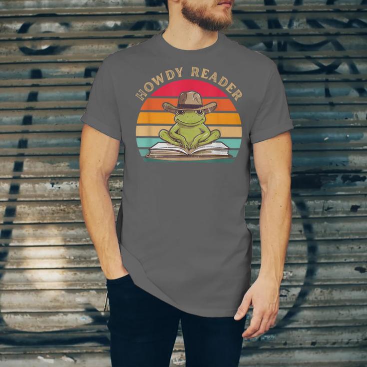 Howdy Reader Frog Reading Book Vintage Unisex Jersey T-Shirt