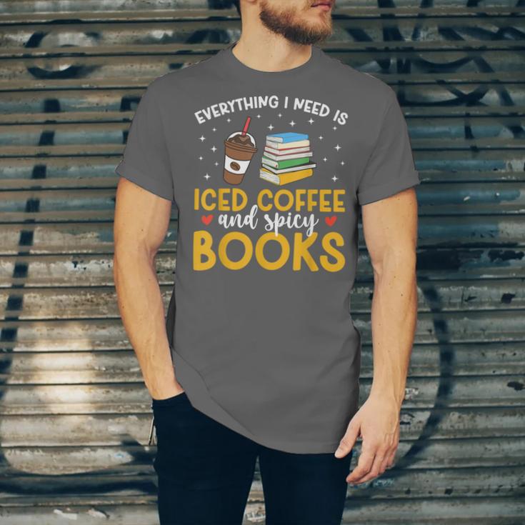 Iced Coffee And Spicy Books Iced Coffee Lover Cold Brew Unisex Jersey T-Shirt