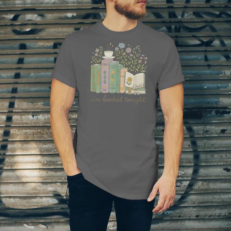I'm Booked Tonight Cozy Floral Book Lover Graphic Unisex Jersey T-Shirt