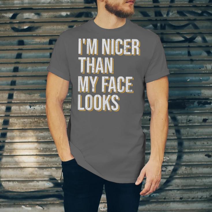 I'm Nicer Than My Face Looks Introverted Introverts Unisex Jersey T-Shirt