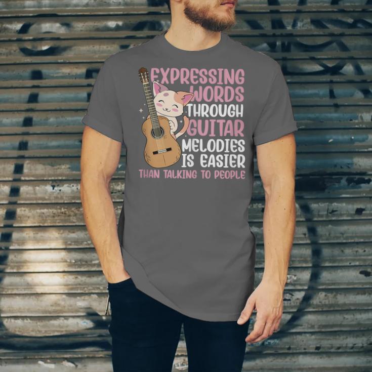 Introvert Guitarist Expressing Words Through Guitar Melody Unisex Jersey T-Shirt Introvert Guitarist Expressing Words Through Guitar Melody Unisex Jersey T-Shirt