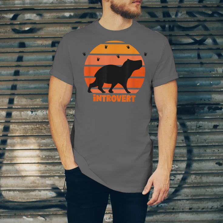 Introvert Retro Sunset Capybara Tee Unisex Jersey T-Shirt