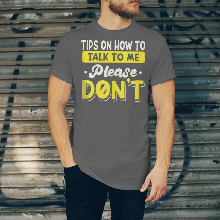 Introvert Tips On How To Talk To Me Please Don't Antisocial Unisex Jersey T-Shirt
